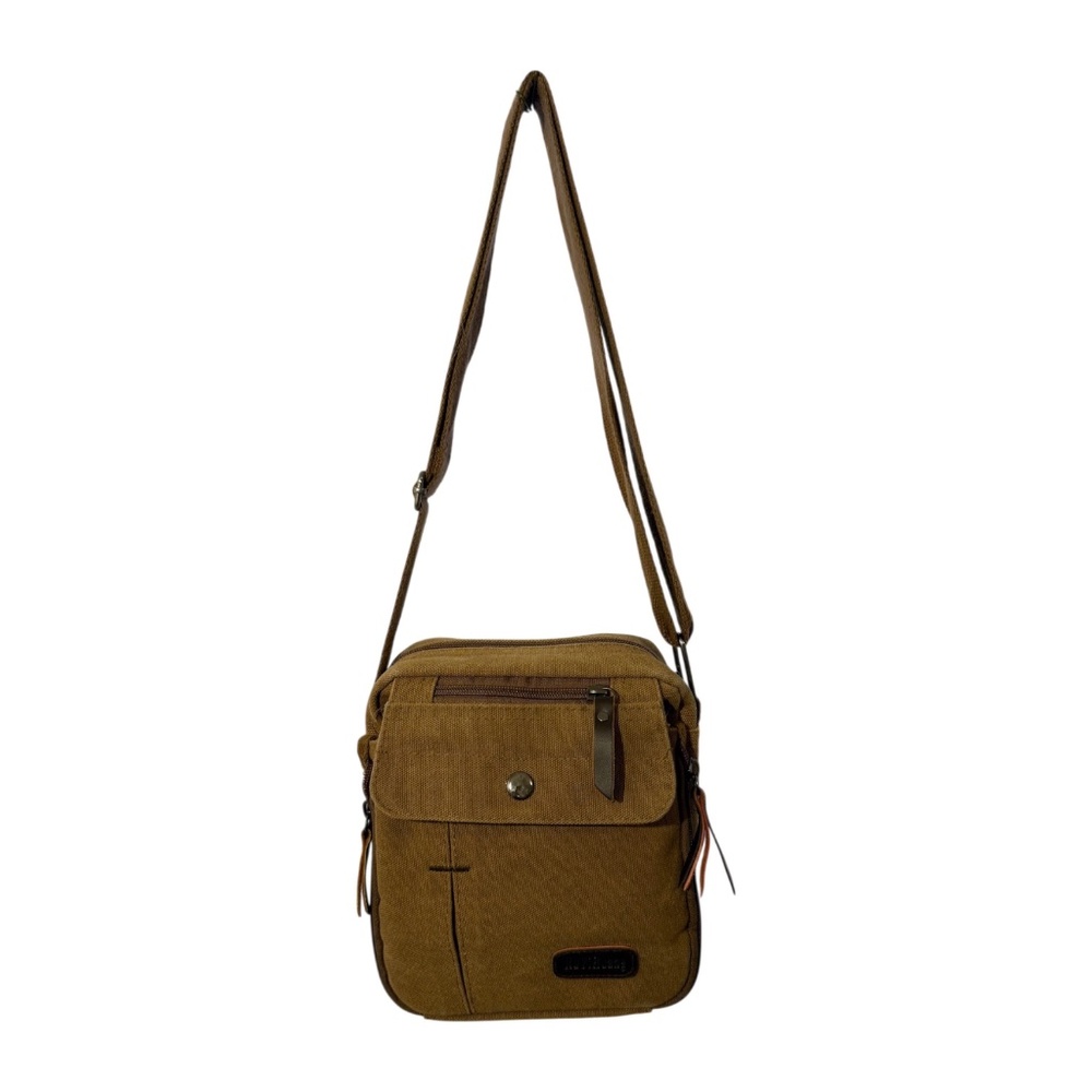 RoYihuang Canvas Crossbody Travel Bag Brown Utility Organizer Shoulder Bag
